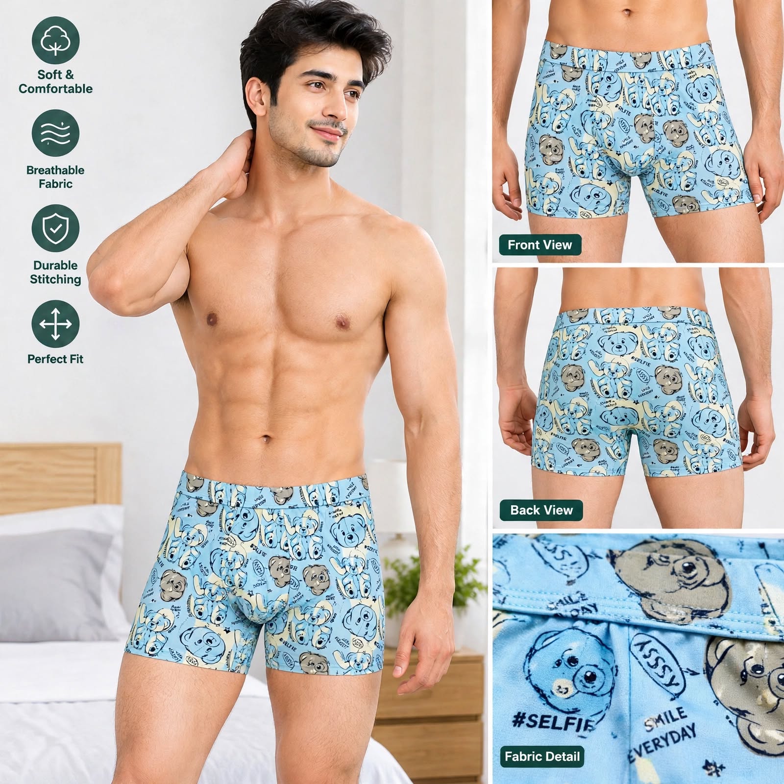 China Ice Silk Printed Boxer for Men’s Combo